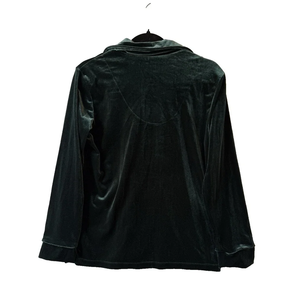 Lauren Ralph Lauren‎ Emerald Green Velvet Button Front Pajama Top Women's S Logo